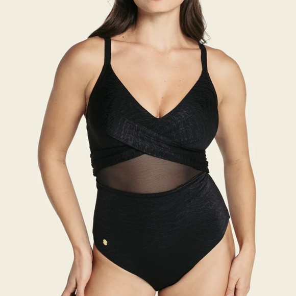 LEONISA SHAPEWEAR Cross-Front One-Piece Slimming Swimsuit - Picture 1 of 7